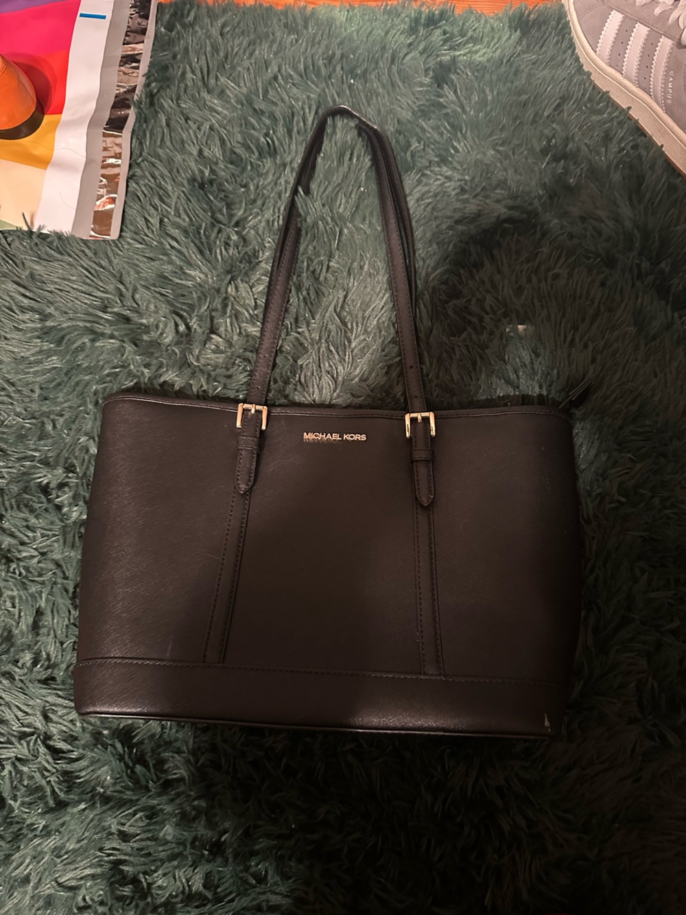 Michael Kors Black Saffiano Leather Tote Bag Gold Hardware